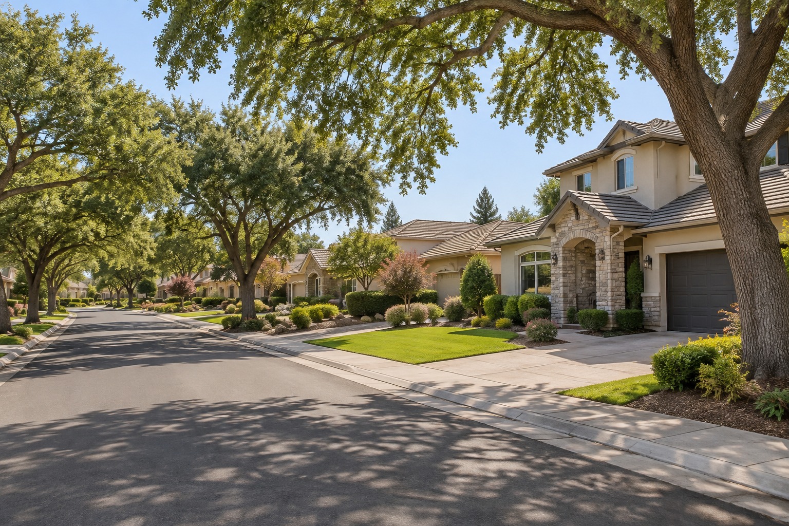 A Roseville, California residential street, illustrative